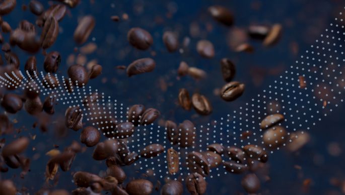 coffee beans with blue background